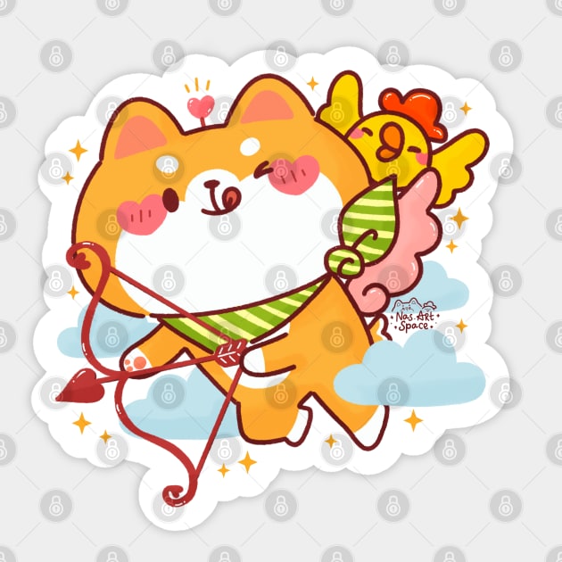 Cute Cupid Shiba Inu Sticker by Nas.ArtSpace